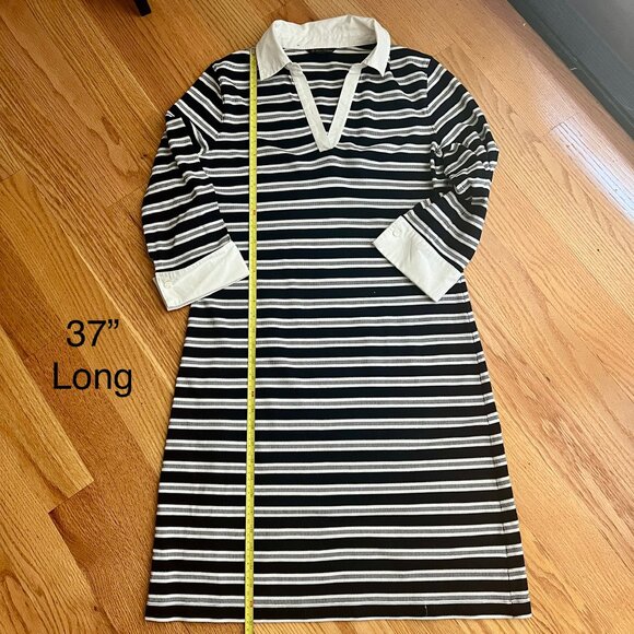 Brooks Brothers Striped Navy White Rugby Shirt Dress Cotton Size  M - Picture 6 of 7